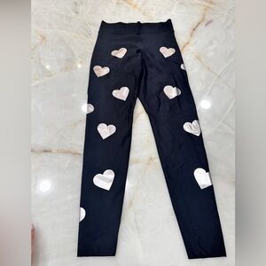 Ultracor high waist Black Leggings with Silver Hearts